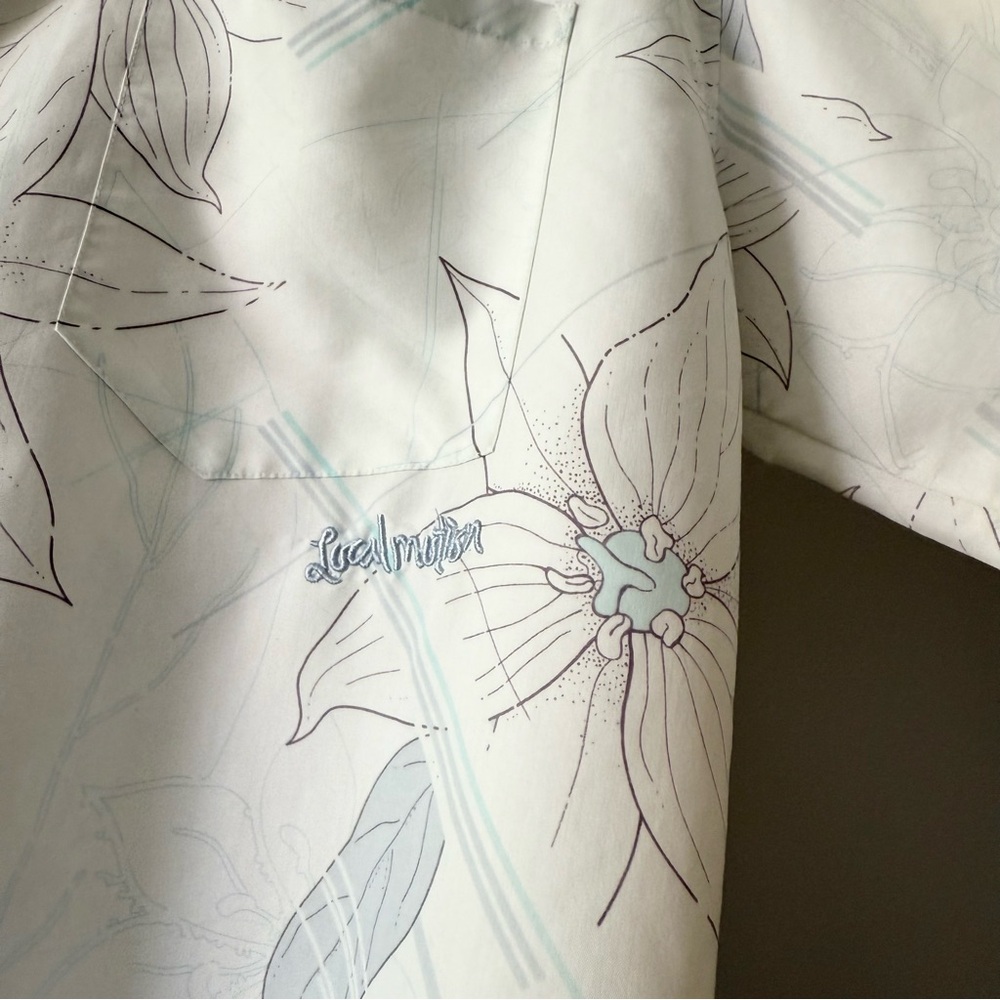 Vintage Local Motion Blue Hawaiian Aloha Flower Shirt Made in Hawaii Mens size M - Picture 4 of 7